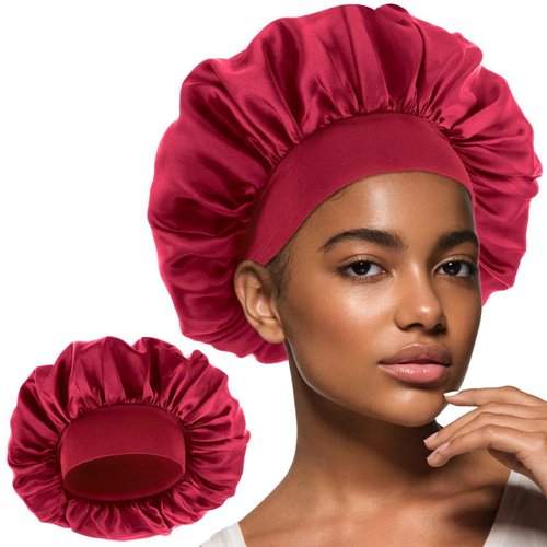WLLHYF Silk Bonnet for Men, Satin Bonnet Single Layer Elastic Band Silk Sleep Cap Black Soft Adjustable Hair Cap Hair Wrap Large Bonnets for Women Sleeping
