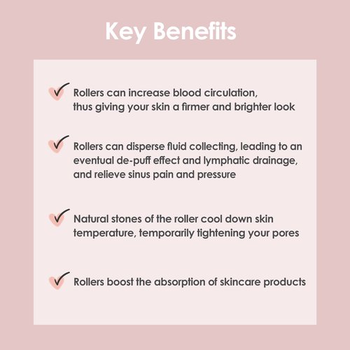 glowiest Rose Quartz Roller for Face, Eye and Neck: Facial Massager -100% Natural Rose Quartz | Lymphatic Drainage | Improving Fine Lines