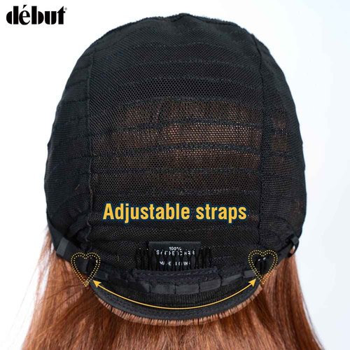 DÉBUT Asymmetrical Bob Wigs Ear to Ear Lace Front with Baby Hair Short Bob Simulated Scalp Lace Wig for Women Heat Resistant Fiber Synthetic Hair Side Parting Wig Highlight Ombre Brown Color