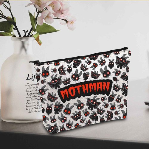 JXGZSO Mothman Cryptid Cosmetic Bag Cryptozoology Gift Mythical Mothman Monster Makeup Bag Mothman Lover Gift
