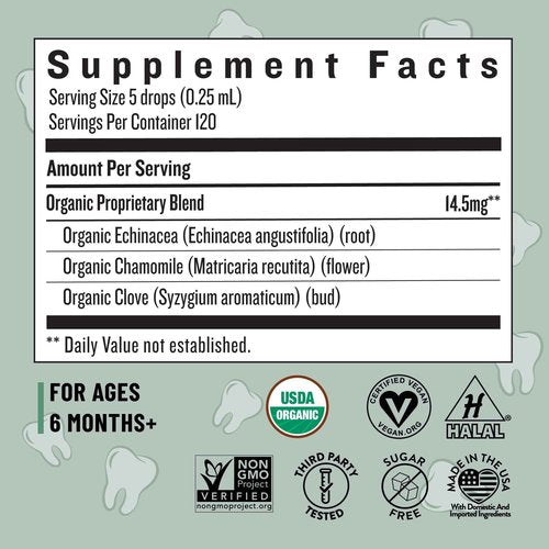 Legendairy Milk Organic Teething Drops - Baby Teething Relief Drops, Clove and Chamomile - Ideal for Babies and Toddlers - Sugar Free, 120 Servings