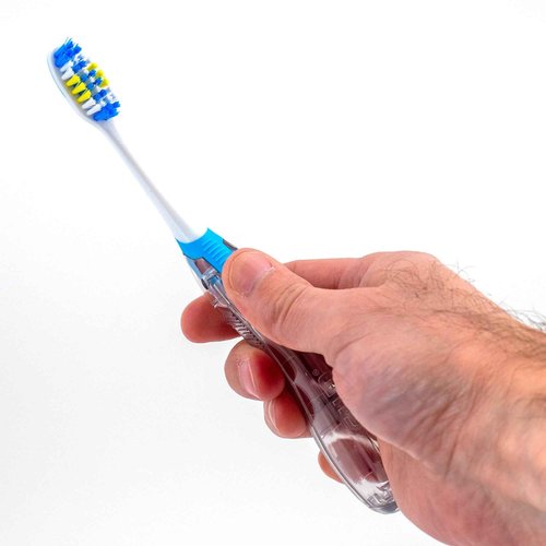 GUM Folding Travel Toothbrush - Compact Head + Tongue Cleaner - Soft Bristled Travel Toothbrushes for Adults 1ct (Pack of 6)