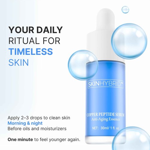 SkinHybrid Anti-Aging Essence | Gentle Copper Peptides Serum for Face | Effective Anti Aging Serum for Plumper, Tighter & Youthful Skin | with GHK-Cu Peptide + Niacinamide & Collagen (30ml /1 Fl oz)
