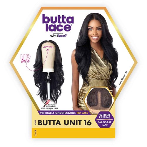 Sensationnel Butta Lace Wigs - Unit 16 Extra Wide 5 Inch Deep Parting Synthetic Preplucked Hairline Glueless Lacefront (1 JETBLACK)