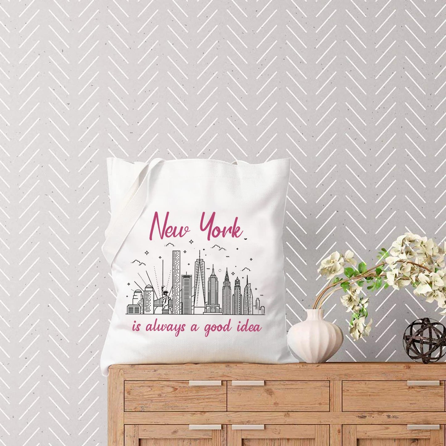 TSOTMO New York Bachelorette Party Favor New York Is Always A Good Idea New York Vacation Zipper Pouch Makeup Bag (New York tote)