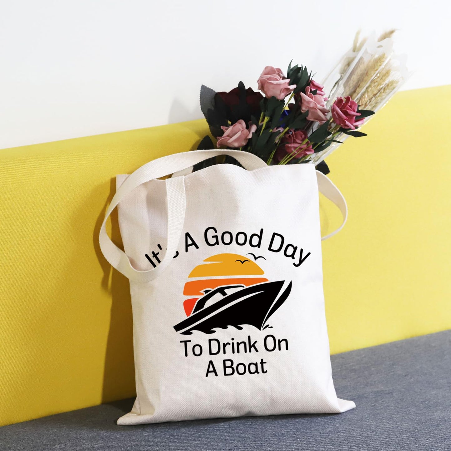 TSOTMO Boating Lover Gift Cruise Trip Gift It's A Good Day To Drink On A Boat Zipper Pouch Makeup Bag (Day Boat tote)