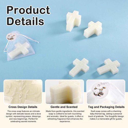 50 Pcs Baptism Favors Set Cross Soap for Girls and Boys,Baptism Party Favors for Guests,Christening Souvenirs for First Communion Favors,Recuerdos De Bautizo Para Niño Niña,Primera Comunion Recuerdos