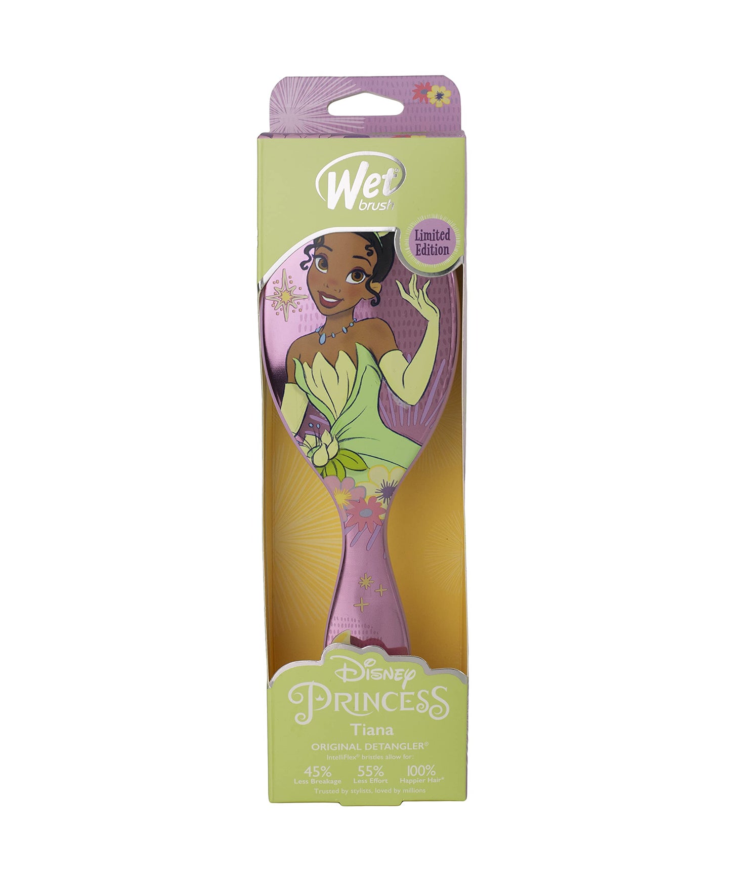 Wet Brush Disney Original Detangler Brush Princess Wholehearted - Tiana, Light Purple - All Hair Types - Ultra-Soft IntelliFlex Bristles Glide Through Tangles with Ease