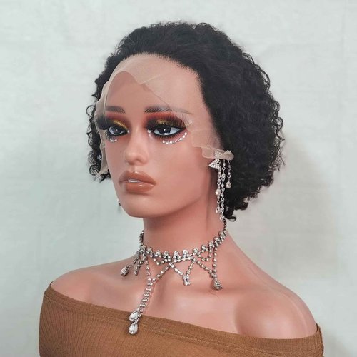 Adette 13x4 Lace Frontal Wig Water Wave Human Hair Wigs for Black Women Ear To Ear Lace Front Wigs Natral Black Color (12 Inch)