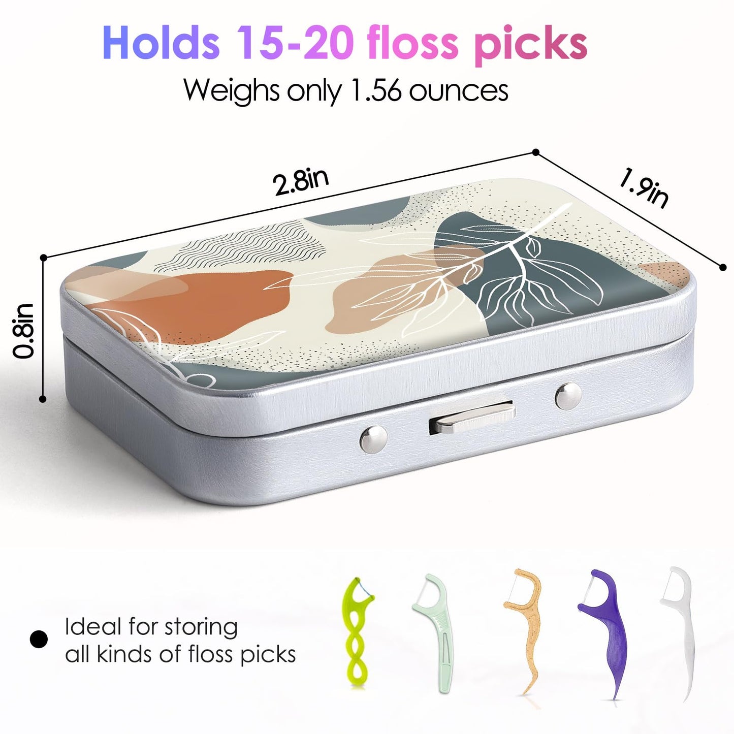 Gerkia Dental Floss Portable Case, Easy to Store Floss Picks of Various Sizes, Portable Dental Floss Dispenser is Perfect for Travelling, Hotels, Dinners, Appointments.Floral 3 Piece