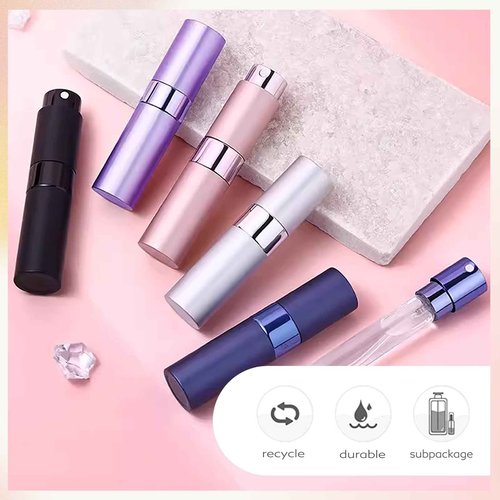 Lil Ray 8ML Perfume Travel Refillable Atomizer Spray Bottle Mini Portable Sprayer for Cologne (5 Colors)