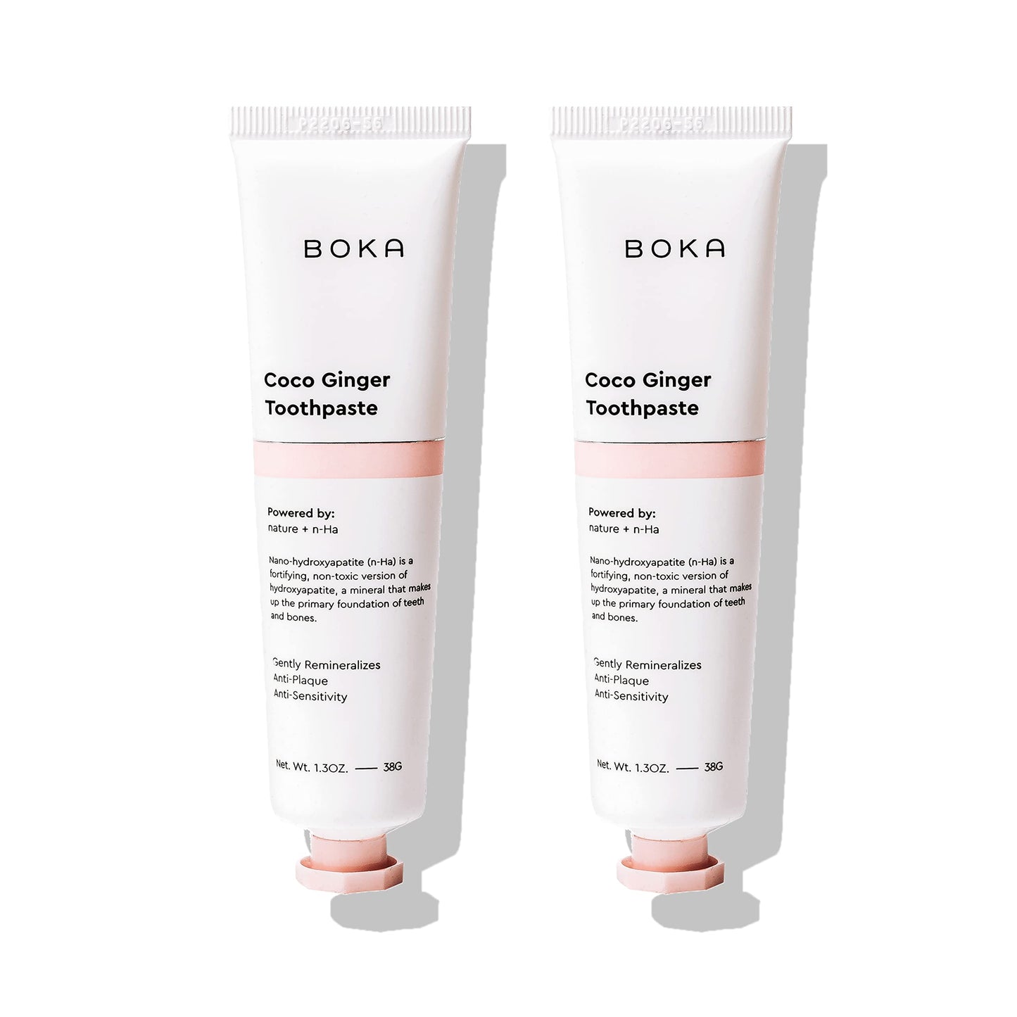 Boka Travel Size Toothpaste - Coco Ginger, 1.3 Fl Oz, Pack of 2 - Nano Hydroxyapatite for Remineralizing, Sensitive Teeth, & Whitening - Fluoride Free - Dentist Recommended for Adult, Kids