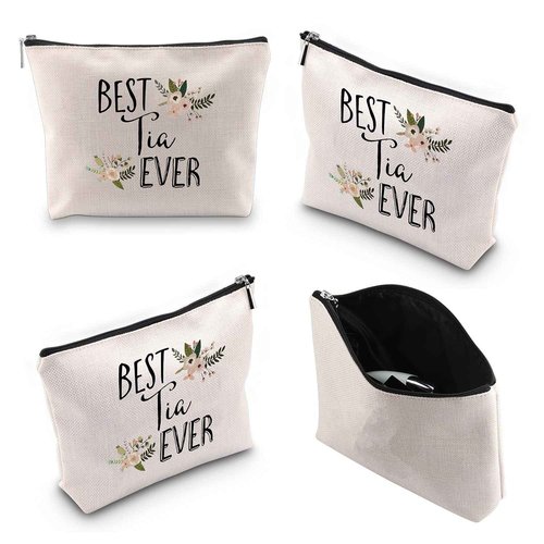 WCGXKO Best Tia Ever Tia Gift Auntie Gift Zipper Makeup Bags Travel Waterproof Toiletry Bag Accessories (BEST Tia)