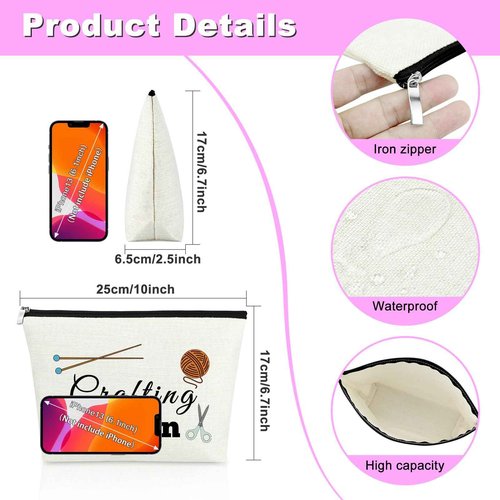 Mxrymvu Crafting Gifts for Women Makeup Bag Craft Lover Gifts Sewing Gift for Women Crafting Queen Cosmetic Bag Crafter Gift Ideas Christmas Birthday Present for Friend Girls Her Travel Pouch