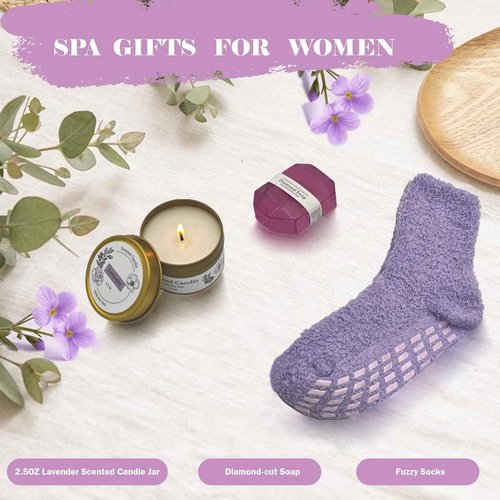 Self Care Gifts for Women, Birthday Gift Set Thinking of You Package Get Well Soon Gift Ideas Stress Relieve Relaxing Care Christmas Gift for Her Friends Mom Wife Bestie Gift Basket (Violet)