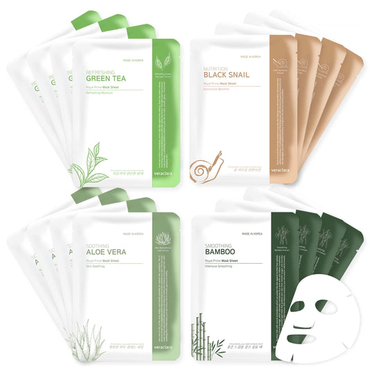 Veraclara] Facial Mask Sheet | Korean Skincare | Lighten, Moisturize, Firming Skin | Diminish Dark Spot & Circles (16PRIMECOMBE)