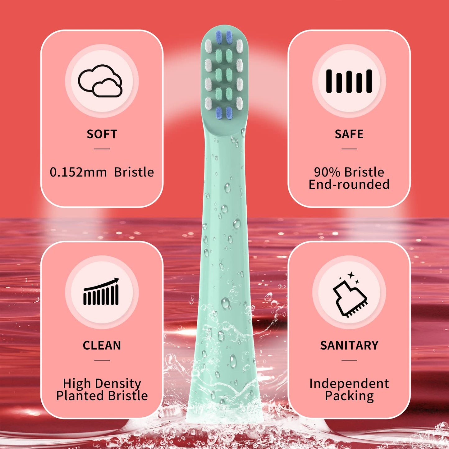 Replacement Toothbrush Heads Compatible with Colgate Hum Connected Smart Battery Toothbrush Refill Head, Green, 6 Pack