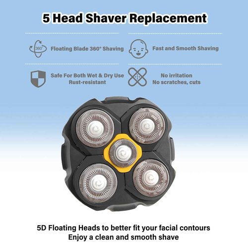 Replacement Heads Compatible with Microtouch Titanium Electric Head Shaver, Titanium Razor Replacement Blades for Micro Touch Head Shaver, Hypoallergenic Hair Clippers Blades for Bald Men - 3 Pcs