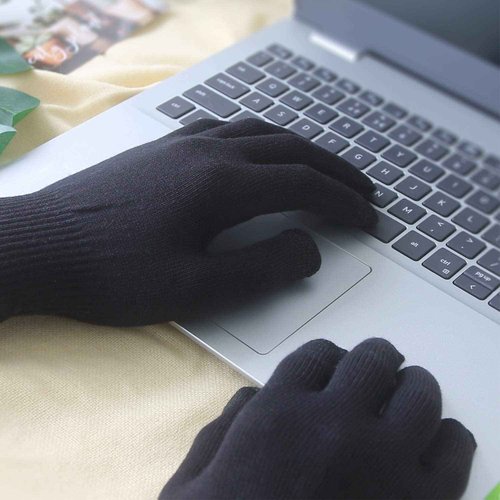 Evridwear Men Moisturizing Cotton Gloves with Touchscreen Fingertips for Eczema Beauty Cosmetic Dry Hands Sensitive Irritated Skin Therapy Overnight Bedtime, 6 Pairs, Lightweight-Black, L/XL