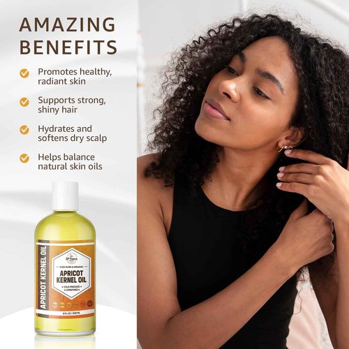 Organic Apricot Kernel Oil (32 Oz) Premium Cold Pressed Unrefined | 100% Pure Apricot Kernel Oil for Skin, Face, Hair, Soap Making, Massage | Carrier for Essential Oils | Available Bulk | 32 FL OZ