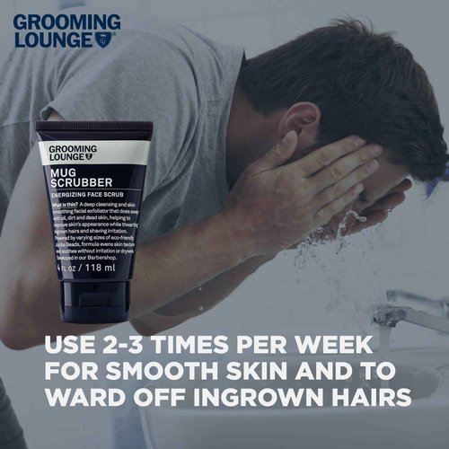 Grooming Lounge Mug Scrubber Face Scrub - Provides Safe and Gentle Exfoliation - Extracts Dug in Dirt and Oil - Uproots Ingrown Hairs - Improves Skin Softness and Appearance - Cruelty Free - 4 oz