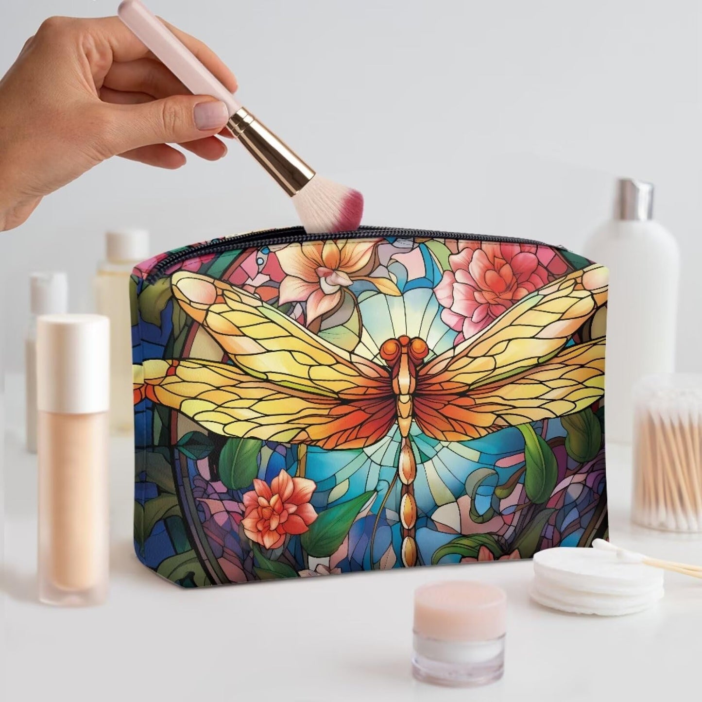 ELEDIZI Fantasy Dragonfly Makeup Bags for Women Travel Toiletry Bag for Women Carry On Waterproof Cosmetic Bags for Women Travel Makeup Brush Holder Bag Zipper Skincare Bags for Women Birthday Gifts