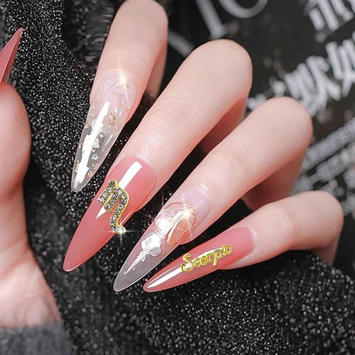 JERCLITY 20pcs Gold Alloy Scorpio Zodiac Nail Charms 10pcs Scorpio Sign Symbols Nail Charms 10pcs Scorpio Constellation Words Nail Charms for Nails（Scorpio Dates: October 24 to November 22）, JSP436