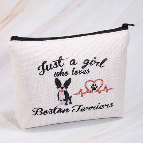 Boston Terrier Makeup Bag Just a Girl who Loves Boston Terriers Gifts Cosmetic Bag Zipper Pouch Travel Toiletries Bag Boston Terrier Lover Owner Gifts (Boston Terrier bag)