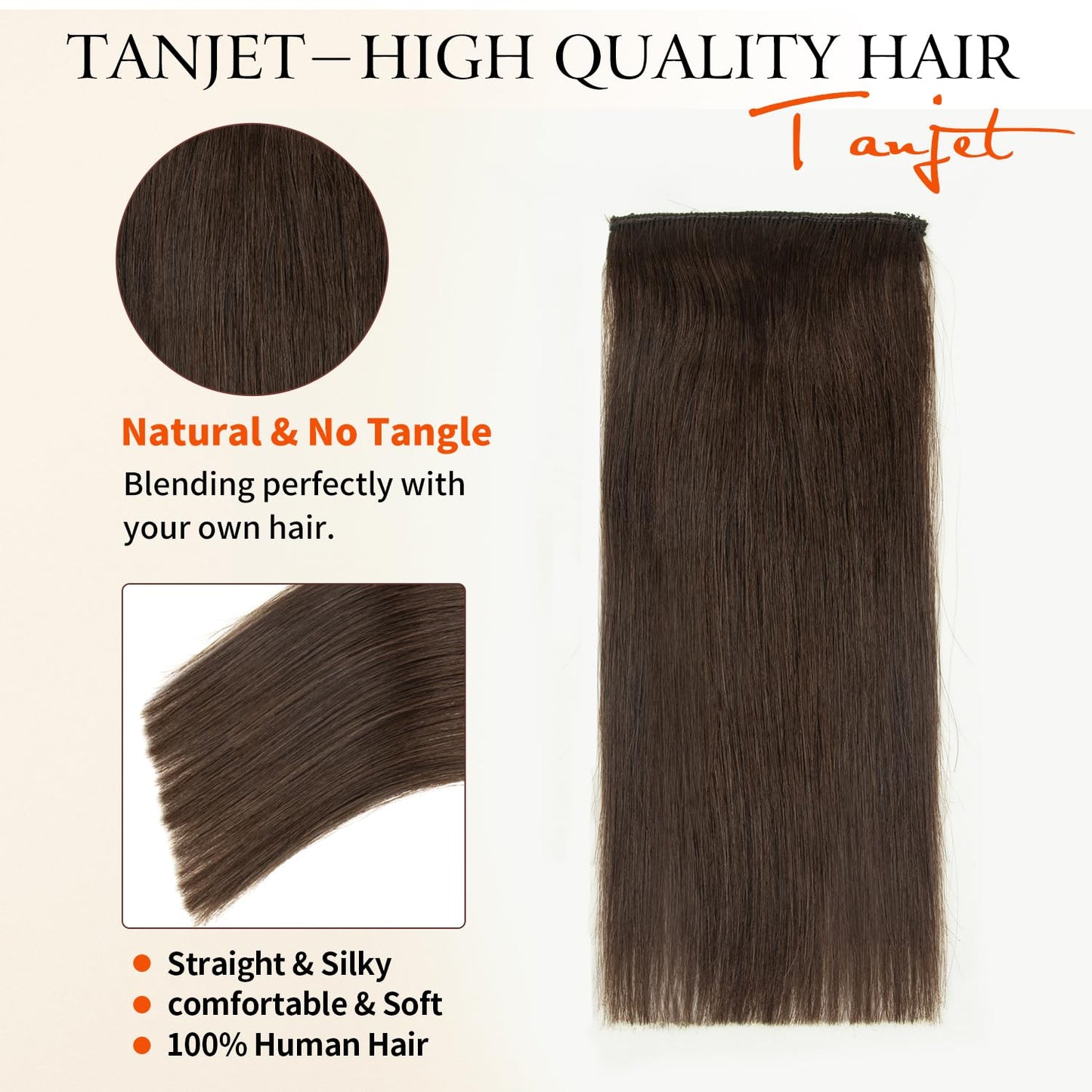 TANJET Human Hair Toppers for Women Straight Invisible Silky Soft Double Weft Lady Parts Frontal Bangs Toppers for Women Seamless Hair Extensions Clip in (#2 Dark Brown 12 Inch 17g/Pack 1pcs)