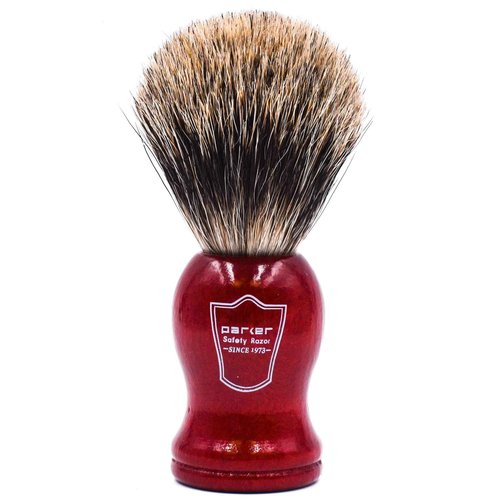 Parker Premium Handmade “Long‑Loft” 3‑Band Pure Badger Shaving Brush with Rosewood Handle & Stand – Dense 22 mm Knot for Luxurious Lathering