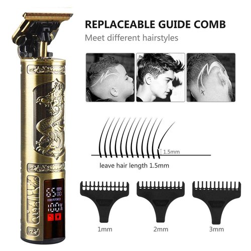 XASMA Professional Hair Clippers for Mens Zero Gapped Cordless Hair Trimmer Professional Haircut & Grooming Kit for Men Rechargeable LED Display (LED-Dragon)