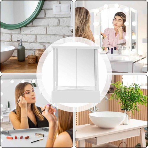 Oulores Non-Reversing Mirror with Real Image Reflection - Beveled Standing Cosmetic Inverted Mirror for Makeup, Hair Styling, Grooming, Facial Correction