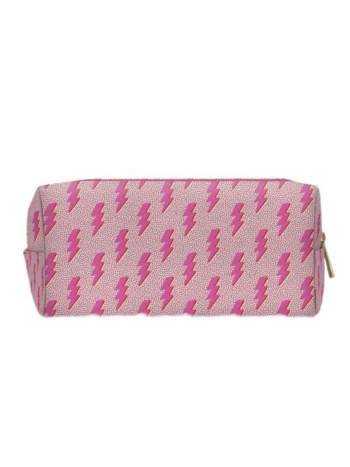 Studio Oh! Loaf Cosmetic Pouch - Makeup Organizer for Travel Size Toiletries - Metal Zippered Pouch Closes Securely - Water Resistant Vegan Leather - Charged Up Loaf