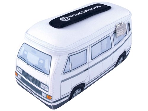 BRISA VW Collection - Volkswagen Neoprene Universal Makeup Cosmetics Toiletry Travel Pharmacy Bag in T3 Bus Vanagon Design (White/Large)