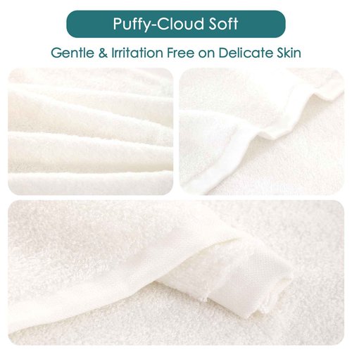 JEFFSUN Face Towels 6 Pack, 13x13 inch Extra Large White Wash Cloths on Sensitive Skin, Super Soft and Skin Friendly Bath Washcloths for Face and Body, Easy to Clean Quick Dry Facial Cleansing Cloths