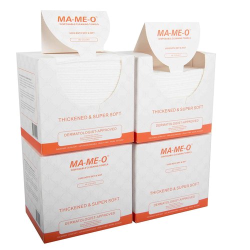 MAMEO Ultra Thick Disposable Face Towels XL, Lint-Free Facial Wipes for Makeup Removal & Gentle Skin Care,160 Count（4 Pack）