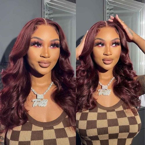 REMY HAIR 99j Bundles Body Wave Human Hair Bundles Red Burgundy Hair Extension 1 Bundle16 Inch Unprocessed Brazilian Virgin Human Hair for Black Women Body Wave Bundles