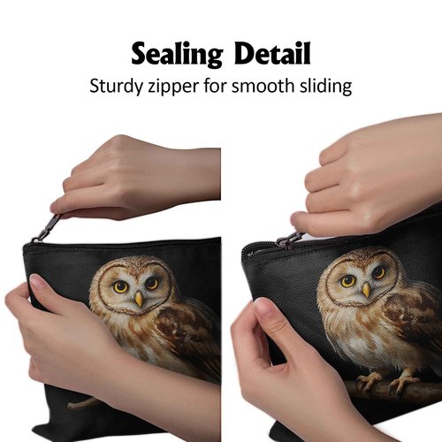 Cafl Majestic Perched Owl Makeup Bag for Women Large Capacity Make Up Bag Portable Travel Cosmetic Bag Toiletry Pouch Organizer 10 * 8inch