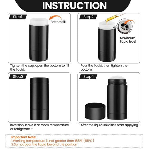 Sherules 10-Pack Empty Deodorant Containers White - 2.5oz/75ml Refillable Bottom-Fill Tubes with Twist-Up for DIY Homemade Deodorant & Lip Balm