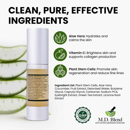 M.D. Blend Plant Stem Cell Eye Serum Complex | Aloe Vera, Vitamin C | Hydrating Eye Treatment | Airless Pump - 15ml