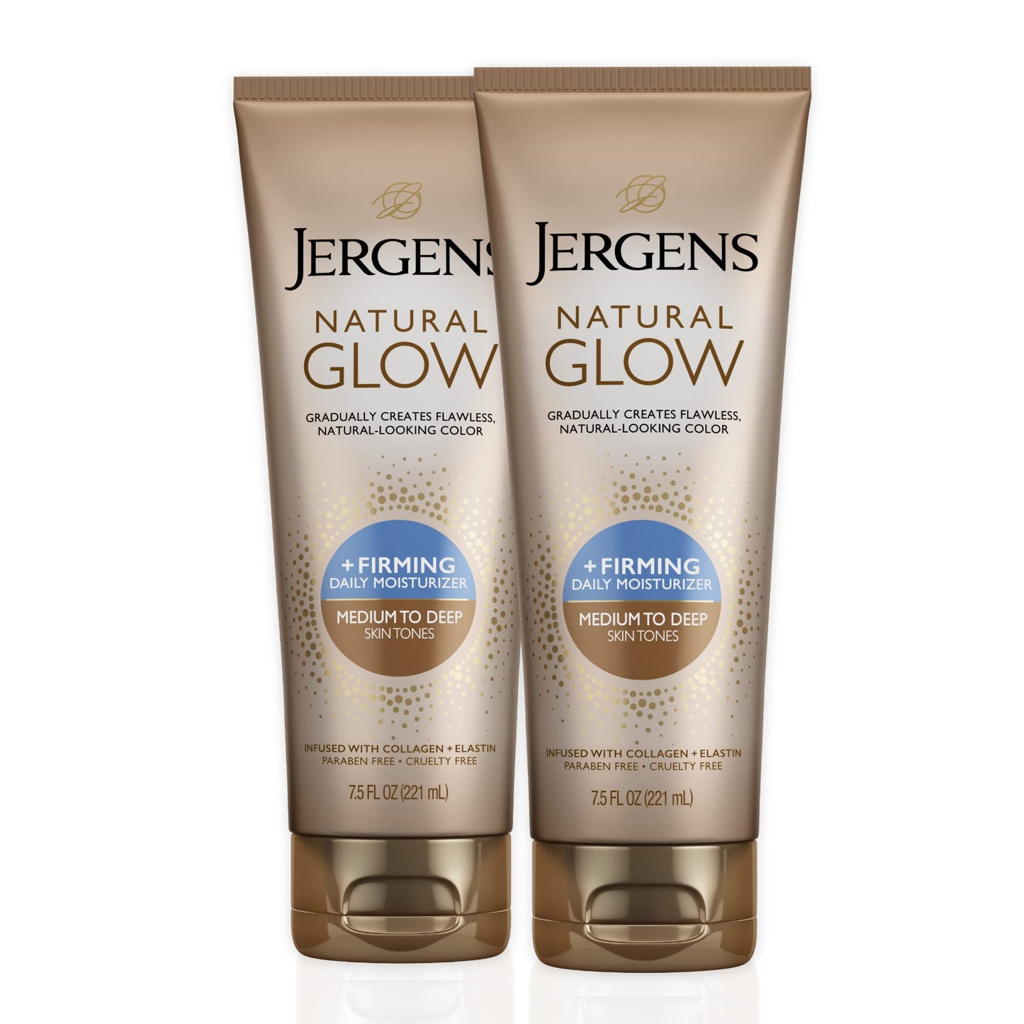 Jergens Natural Glow +FIRMING Self Tanner Body Lotion, Medium to Tan Skin Tone & Natural Glow Instant Sun Sunless Tanning Moisturizer + Bronzer, Self Tanner, Deep Bronze