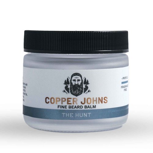 Copper Johns Beard Balm for Men –Strong Hold & Conditioning with Shea Butter, Jojoba Oil & Sea Minerals – Tames, Styles & Softens Beard –The Hunt-Unscented, 2oz