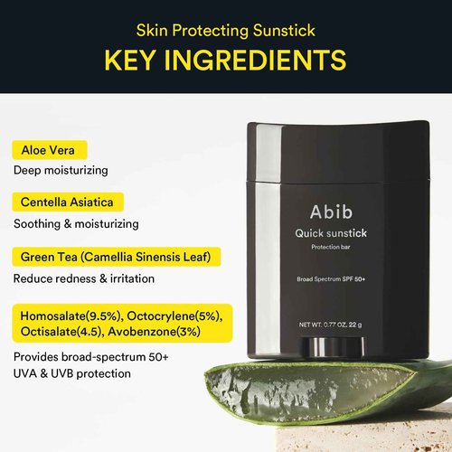 Abib Airy & Quick Sunstick DUO Broad Spectrum SPF50+ 1.58 oz / 45g (Semi-matte & Glowing) | Korean Suncreen Stick Suncare Sunblock, No Whitecast, Protector Solar Barra, Water resistant