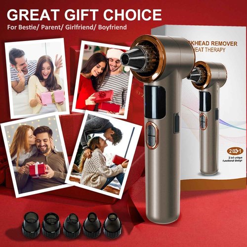 Blackhead Remover Vacuum with Heating, Blackhead Extractor 3 Adjustable Suction Levels 9 Modes, Pore Vacuum Blackhead Suction Remover, Comedone Extractor Kit for Deep Pore Cleaning (Golden)