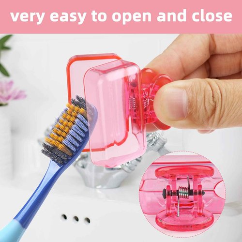 Abilat 4 Pack Toothbrush Covers Caps, Toothbrush Head Covers for Travel Toothbrush Protector Brush Pod Case Plastic Toothbrush Clip Cover for Business, Camping, School, Home
