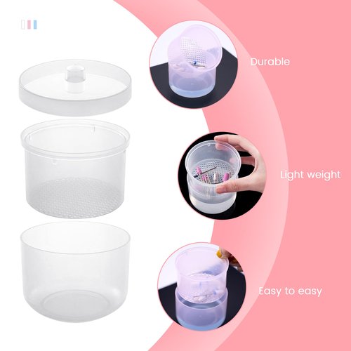 Nail Soaking Tray Box Cleaner Pot for Scissors Tweezers Nail Art Tools Manicure Soaking Tray Clean Box Nail Drill Bits Clean Box -Clear