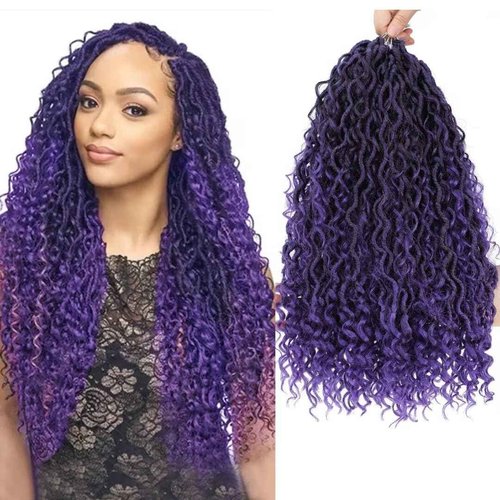 River Locs Crochet Hair for Black Women - Boho Goddess Locs Grochet Hair, Boho Hippie Loc(18" 6Packs T1B/purple#)