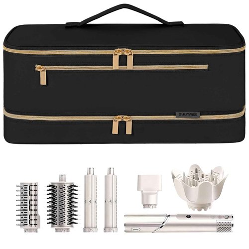 OUUTMEE Travel Carrying Case for Shark Flex Style, Double Layer Storage Case For Shark Flexstyle, Portable Storage Organizer Soft Bag for Shark Flexstyle and Attachments, Black Gold (Only Bag)