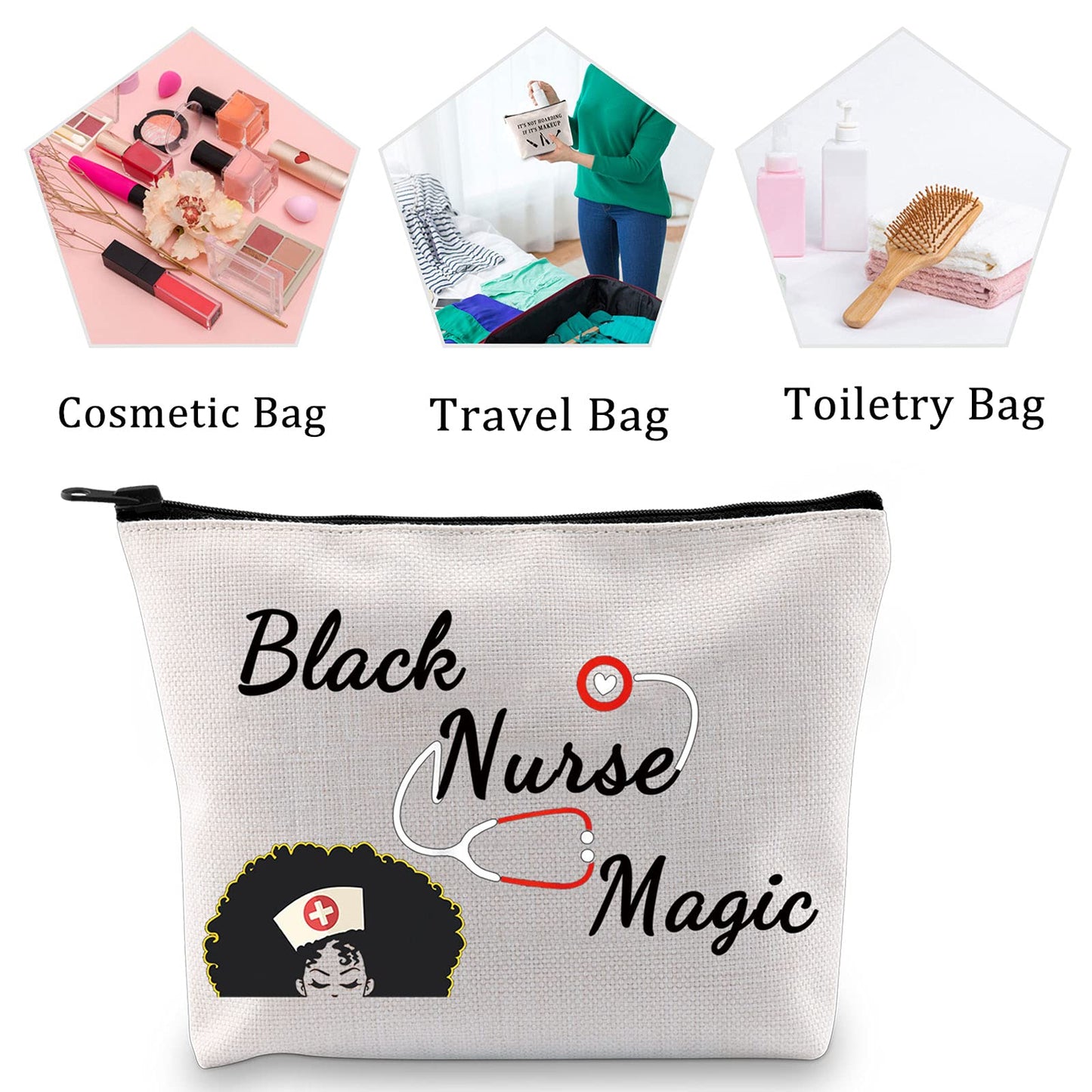 MBMSO Black Nurse Magic Bag Black Nurse Gifts Afro Nurse Gifts Nurse Makeup Bag African American Nurse Gifts (Black Nurse Magic Bag)