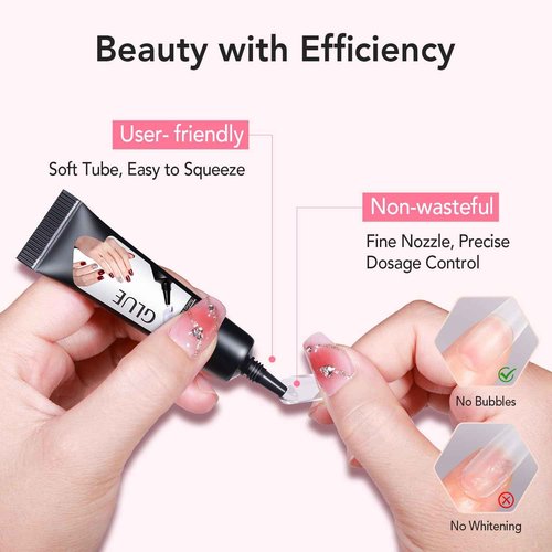 Curvlife Newly Upgraded Quick Drying 10g Semi Solid Nail Glue with 10ml Remover for Press On Nails Tips No Need for UV Lamp Long Lasting Fake Acrylic Nails Kit Glue Gel